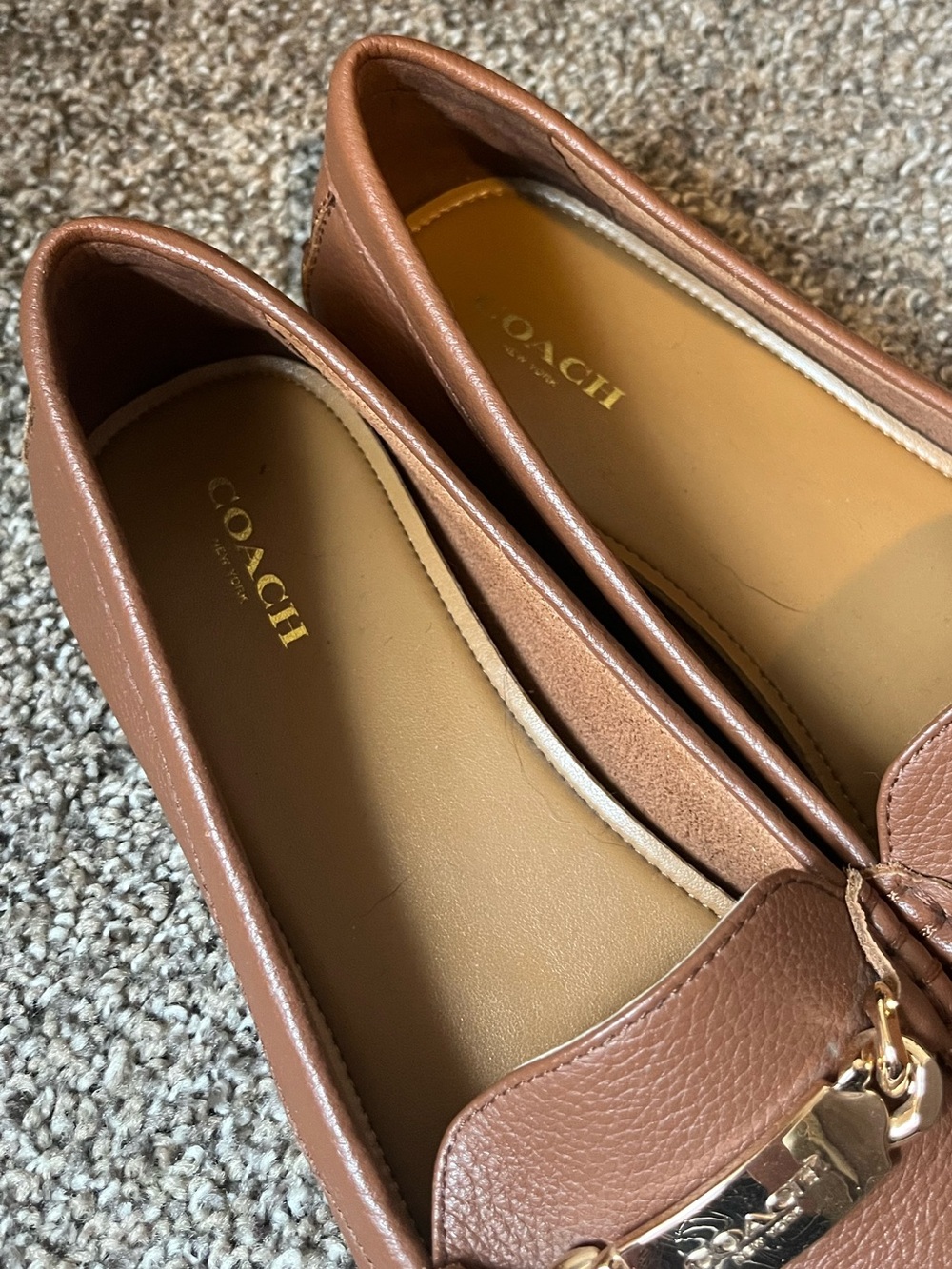Coach Leather Penny Loafers in Chestnut Brown with Gold Hardware - Picture 2 of 4